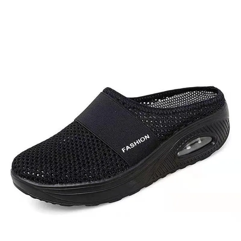 Air-cushioned slip-on walking shoes