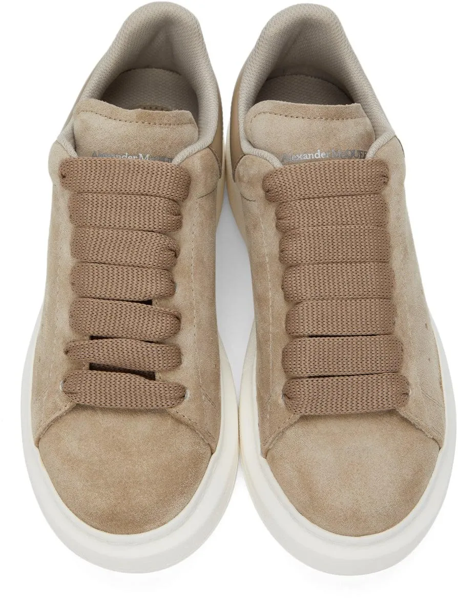 Alexander McQueen Beige Suede Oversized Sneakers