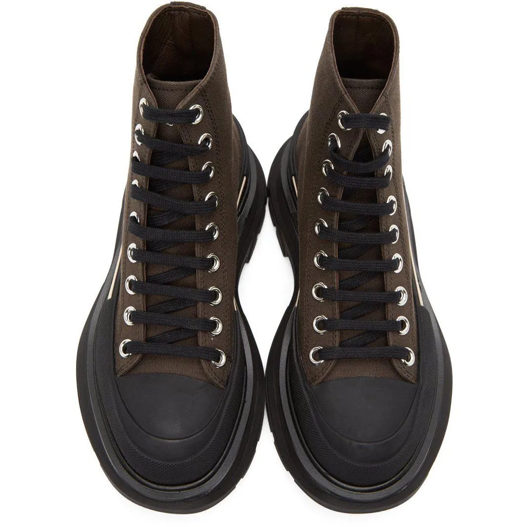Alexander McQueen Brown Tread Slick Platform High Sneakers
