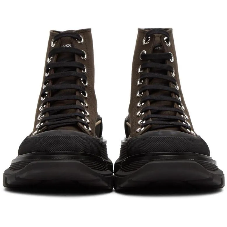 Alexander McQueen Brown Tread Slick Platform High Sneakers