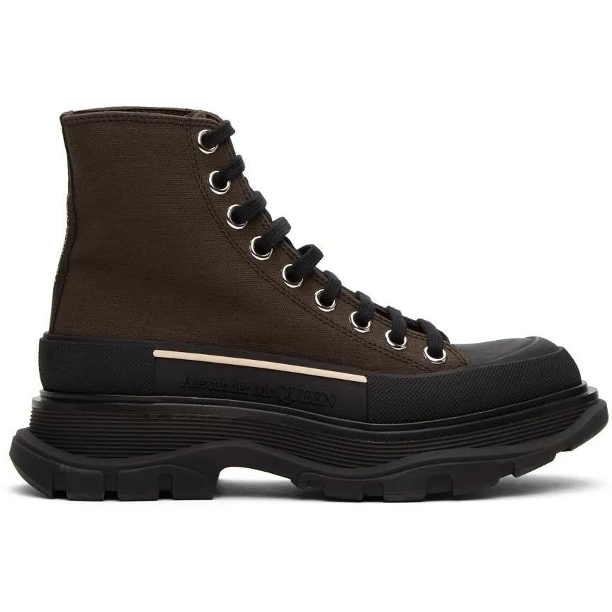 Alexander McQueen Brown Tread Slick Platform High Sneakers