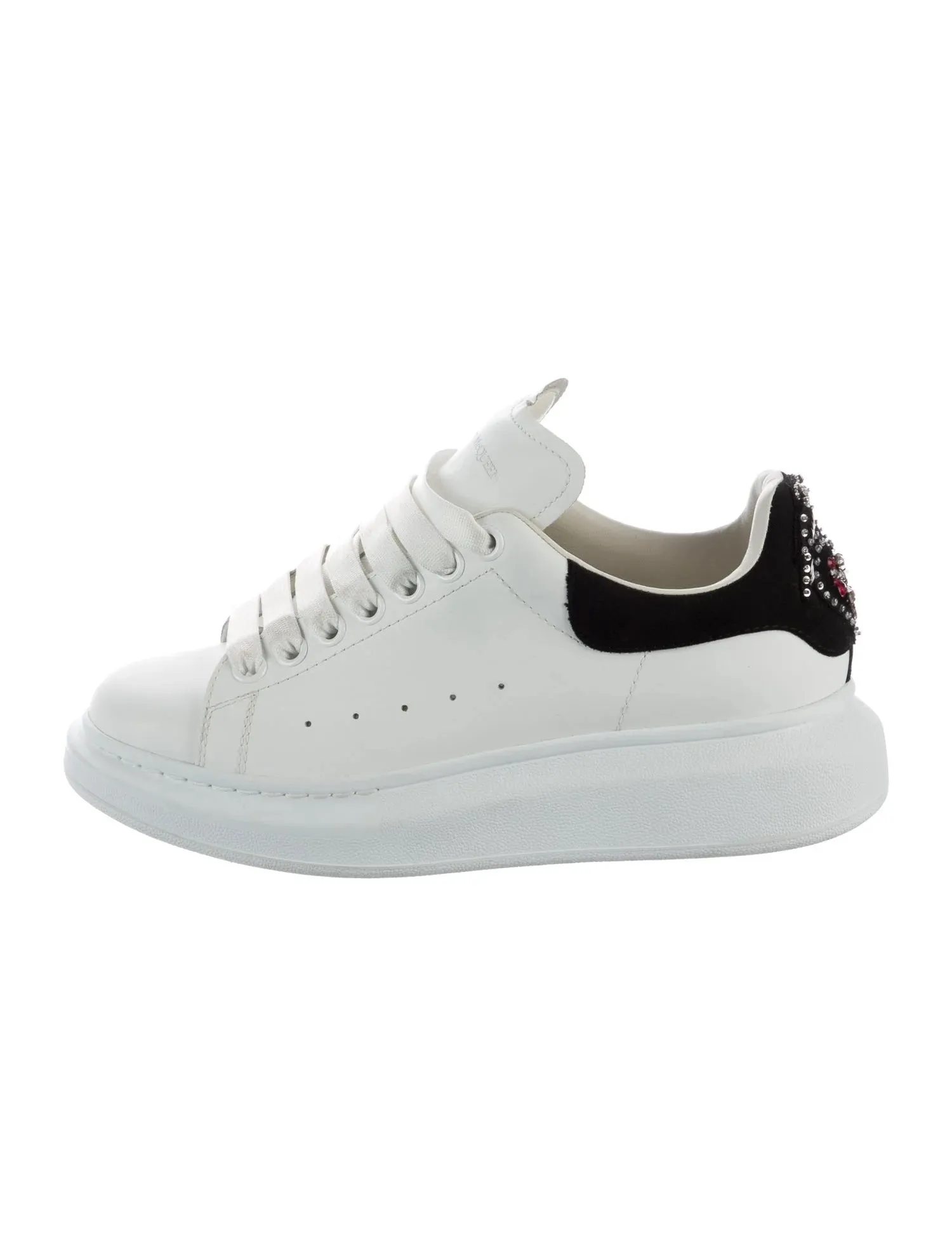 ALEXANDER MCQUEEN CALFSKIN LEATHER CRYSTAL EMBLLISHED SNEAKERS