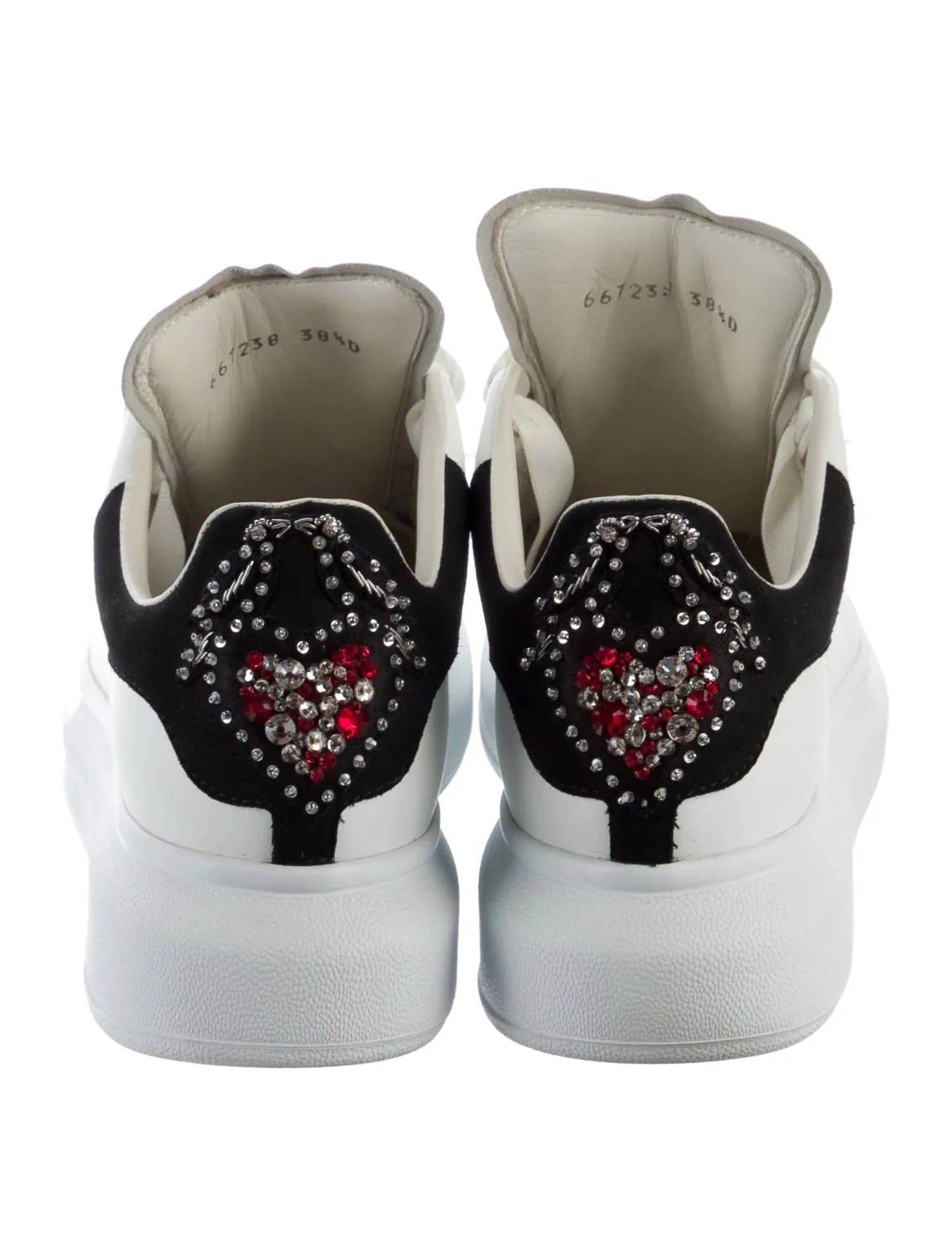 ALEXANDER MCQUEEN CALFSKIN LEATHER CRYSTAL EMBLLISHED SNEAKERS