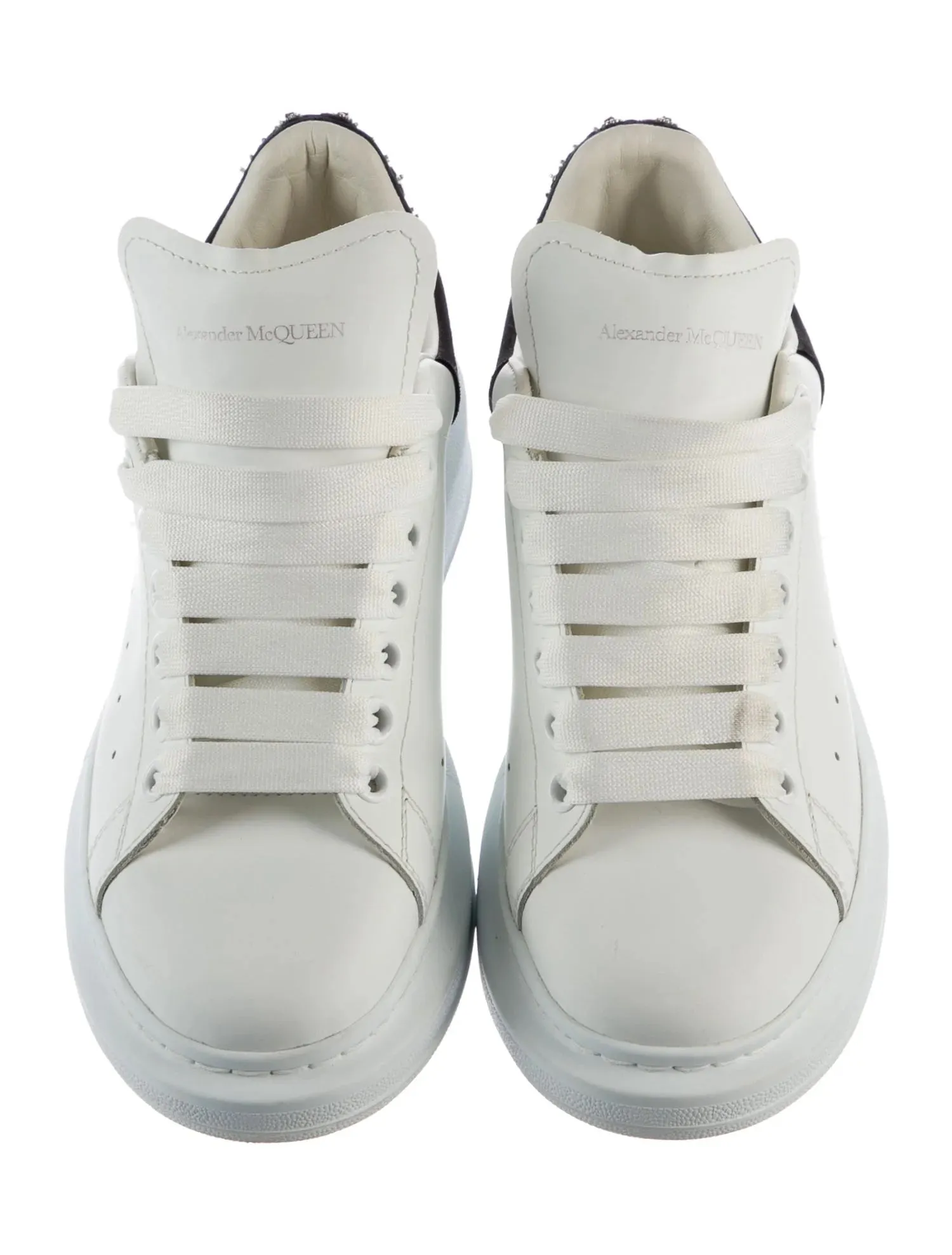 ALEXANDER MCQUEEN CALFSKIN LEATHER CRYSTAL EMBLLISHED SNEAKERS