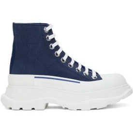 Alexander McQueen Indigo Denim Tread Slick High Sneakers