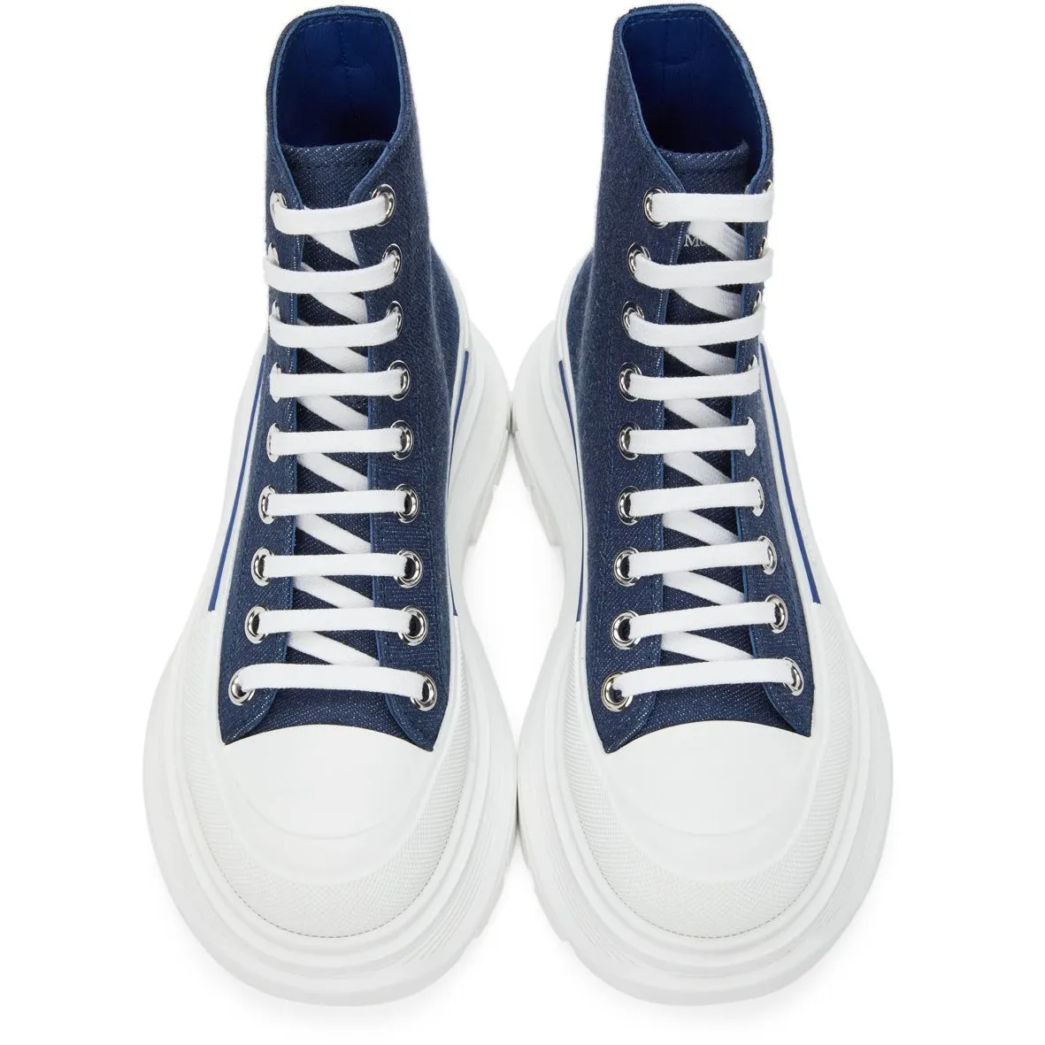 Alexander McQueen Indigo Denim Tread Slick High Sneakers