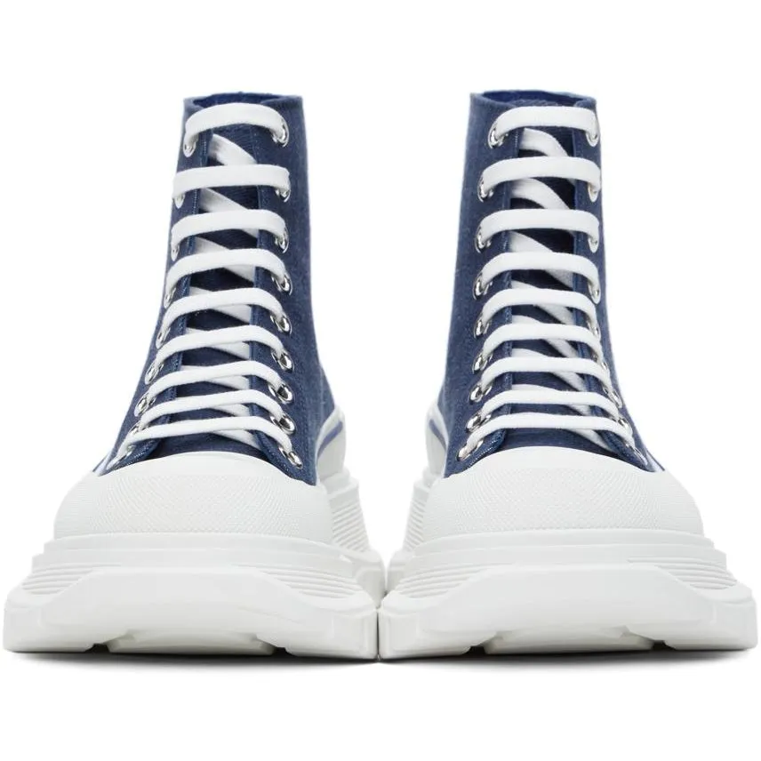 Alexander McQueen Indigo Denim Tread Slick High Sneakers