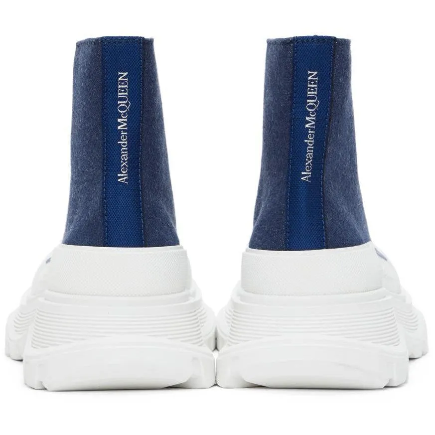 Alexander McQueen Indigo Denim Tread Slick High Sneakers