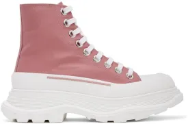 Alexander McQueen Pink Satin Tread Slick Boots