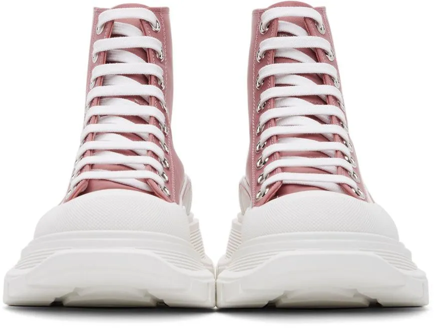 Alexander McQueen Pink Satin Tread Slick Boots