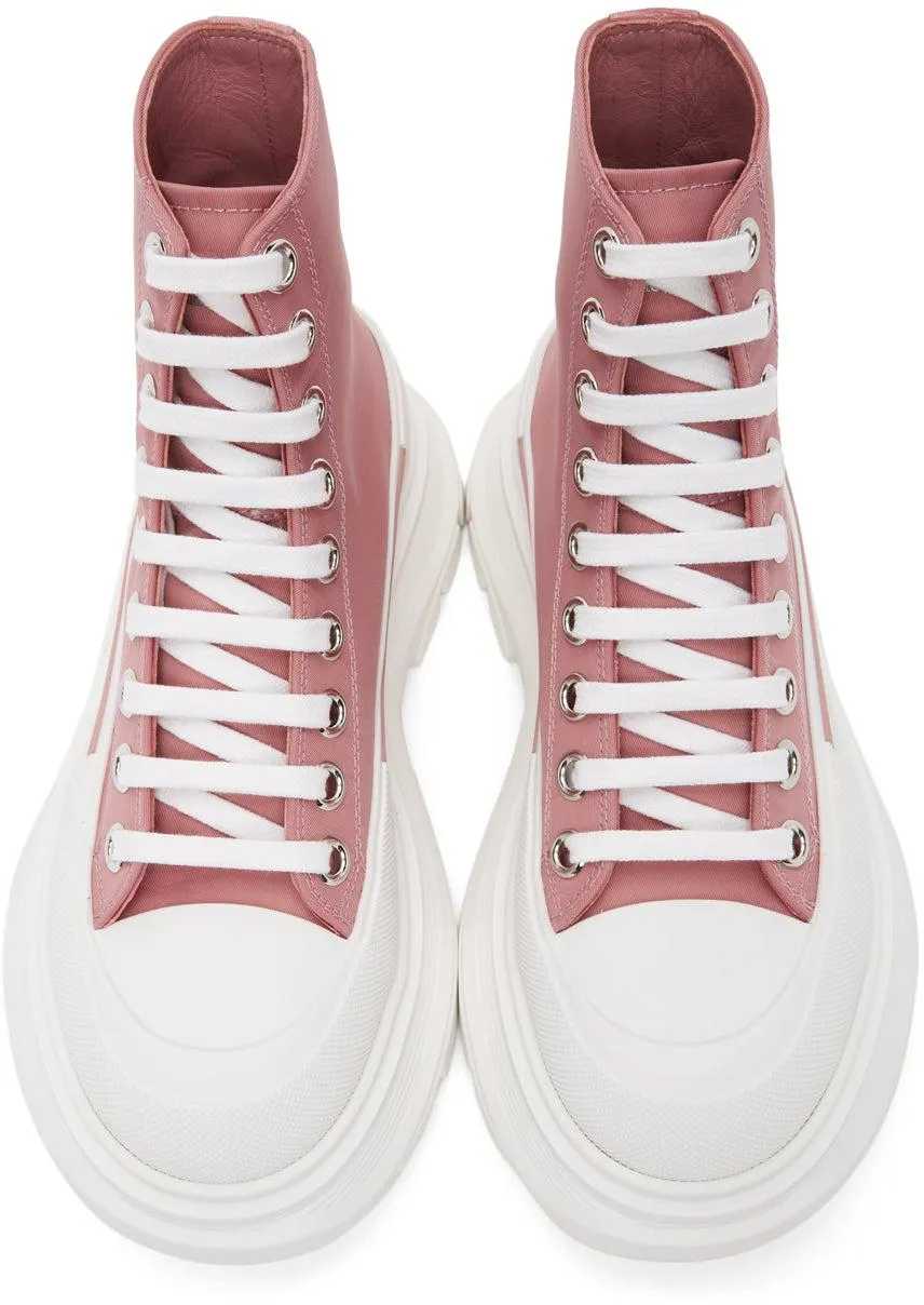 Alexander McQueen Pink Satin Tread Slick Boots
