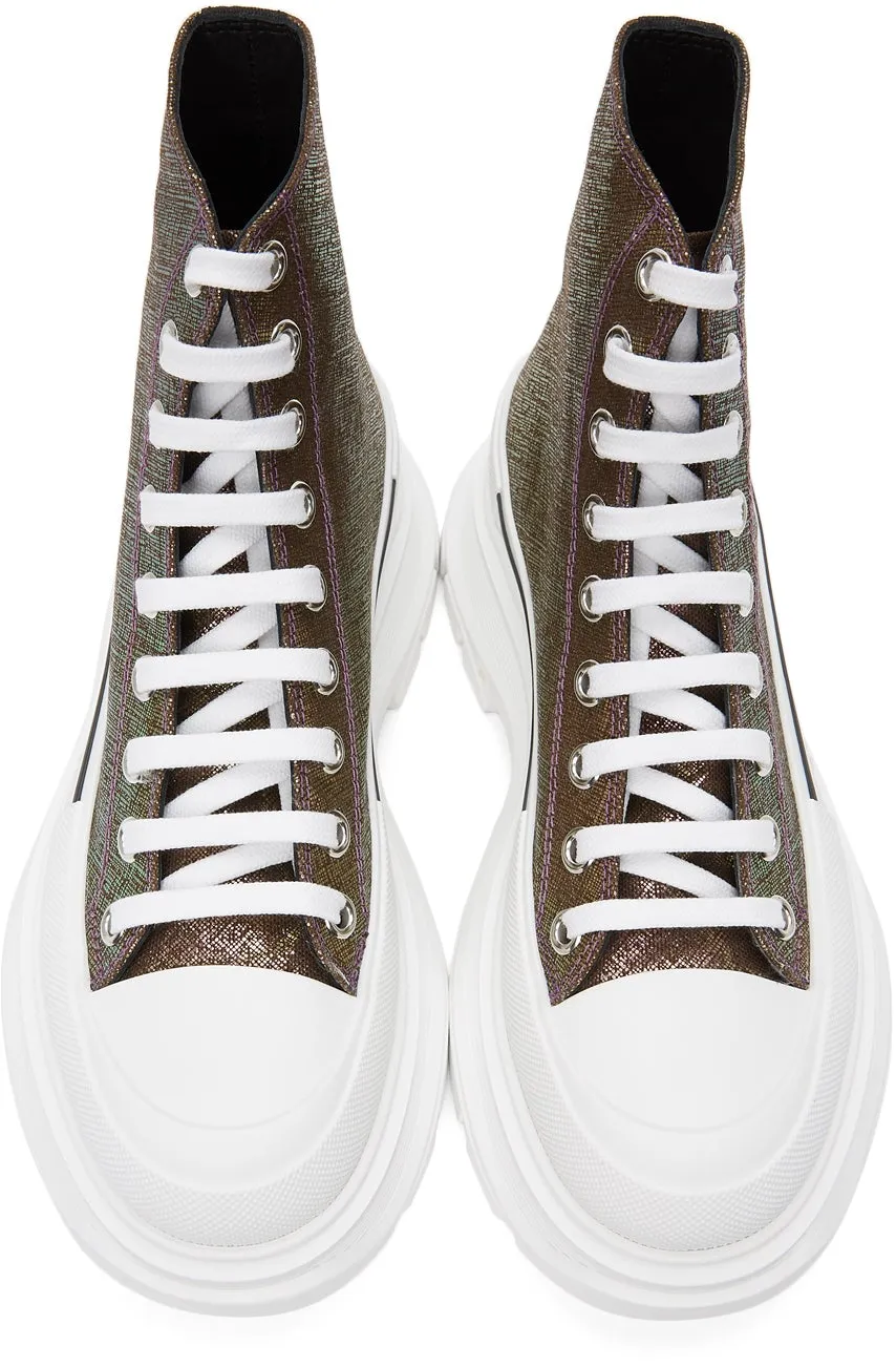 Alexander McQueen Purple Iridescent Tread Slick Boots