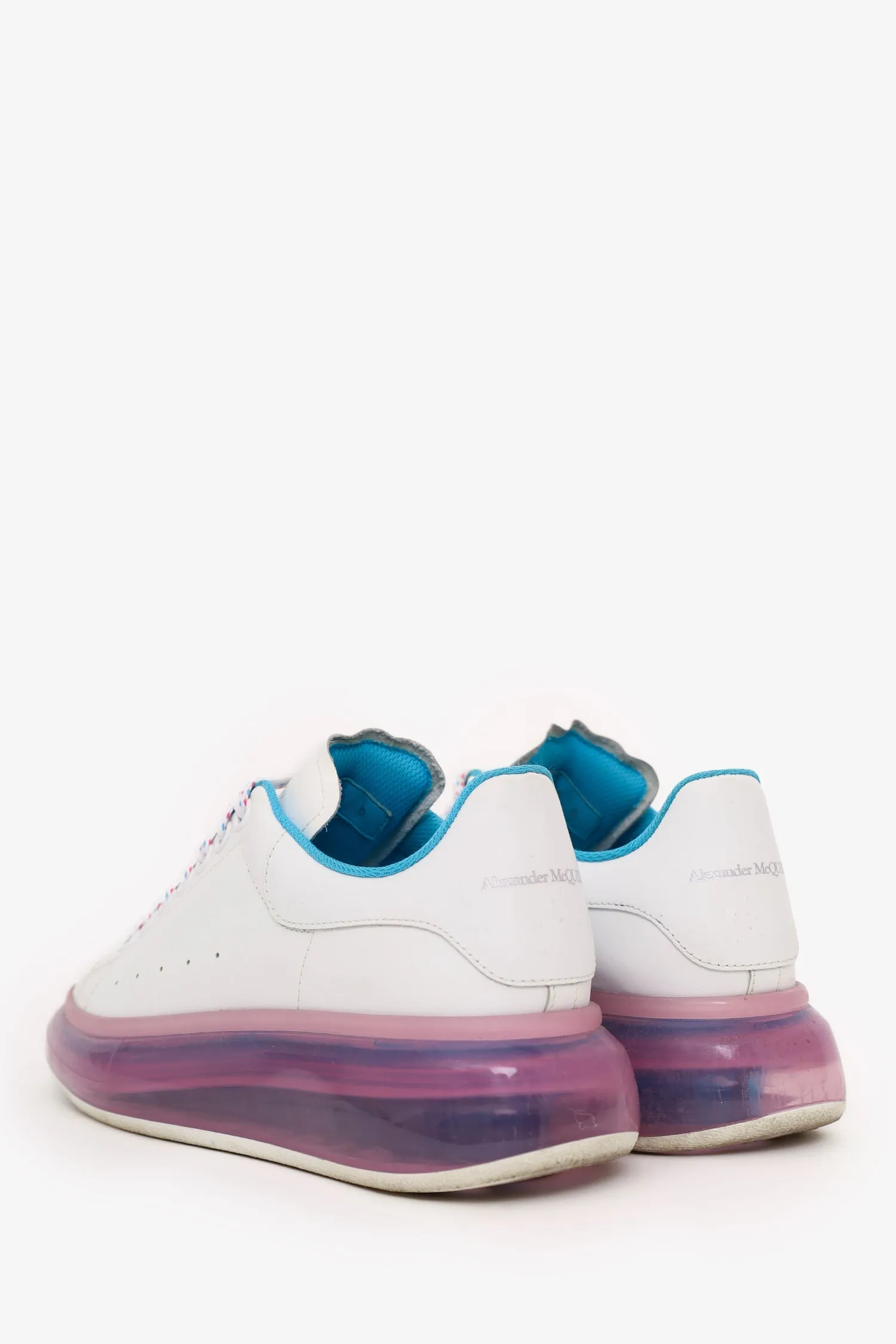 Alexander McQueen White Leather Transparent Sole Sneakers Size 39