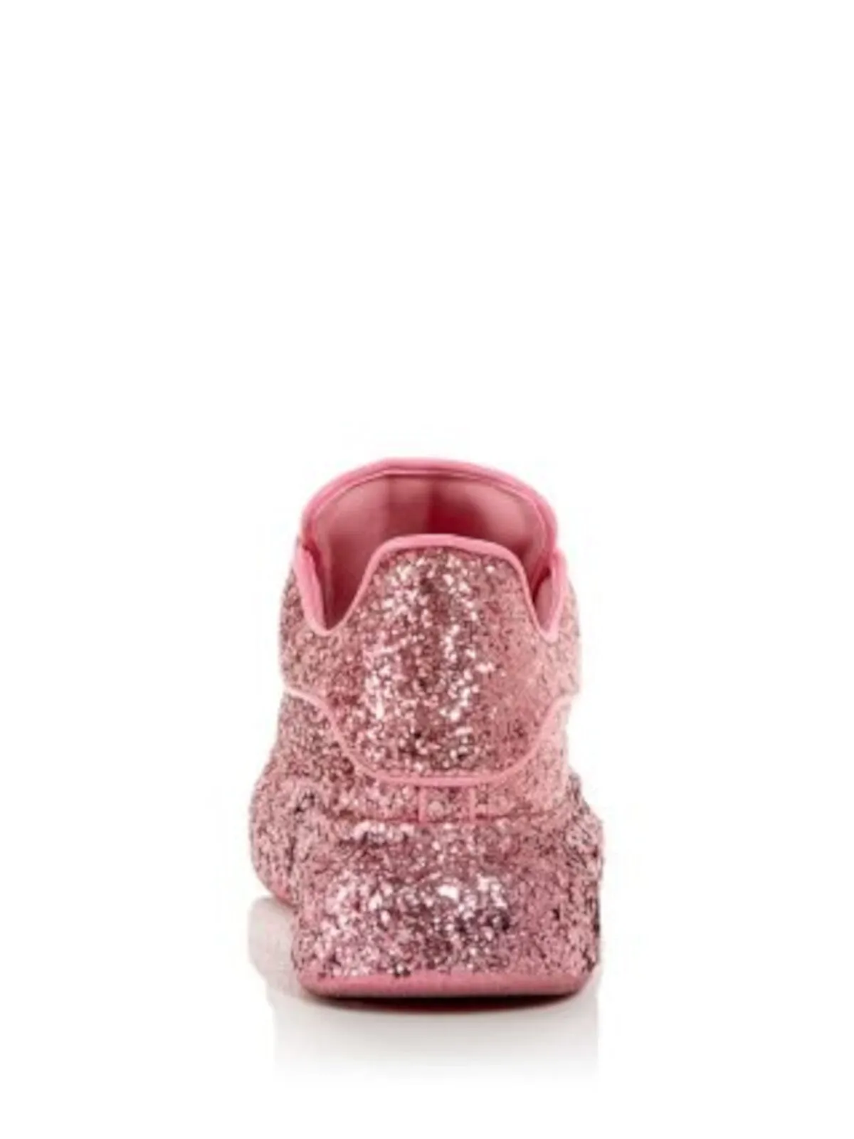 ALEXANDER MCQUEEN Womens Pink Glitter Metallic Laces Leather Trim Padded Glitter Round Toe Platform Lace-Up Sneakers Shoes