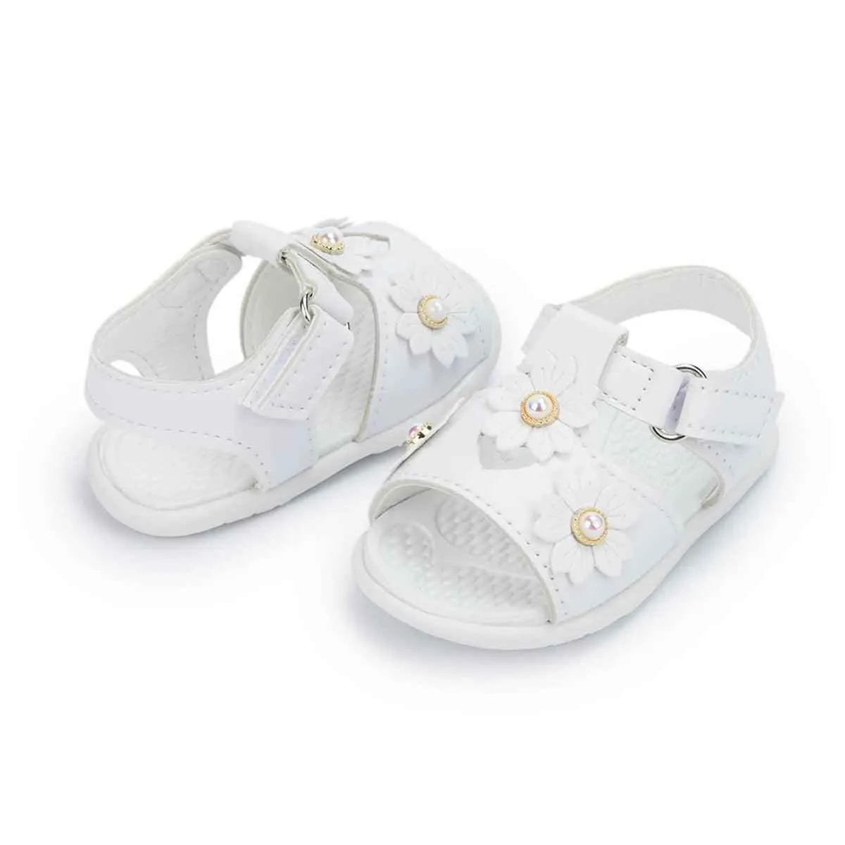 AMN226 Baby Sandals: Flower Leather Flat Toddler Girl Casual Shoes