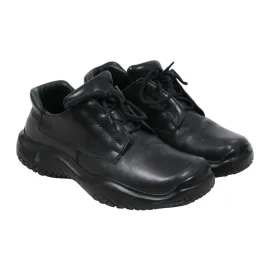 AW99 Vtg Chunky Derby US8.5 UK7.5 Black Leather Square Toe Platform Sole