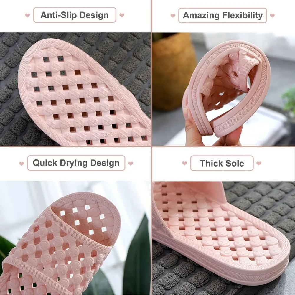 AYYDMY Quick Drying Shower Slippers for Women Men, Non Slip House Shoes Cushioned Thick Sole Bathroom Sandals Indoor Outdoor Soft Platform Sandals for Living Room, Shower, Pool, Beach, SPA, Gym