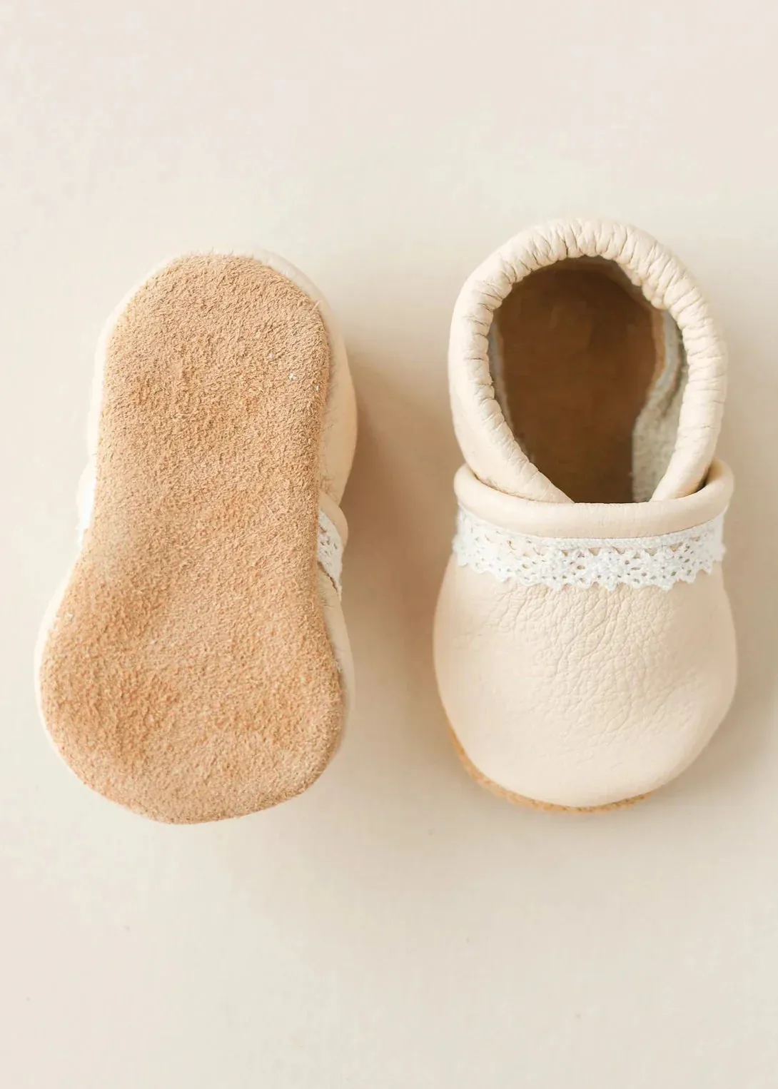 Baby Leather Slip-On Shoes in Cream