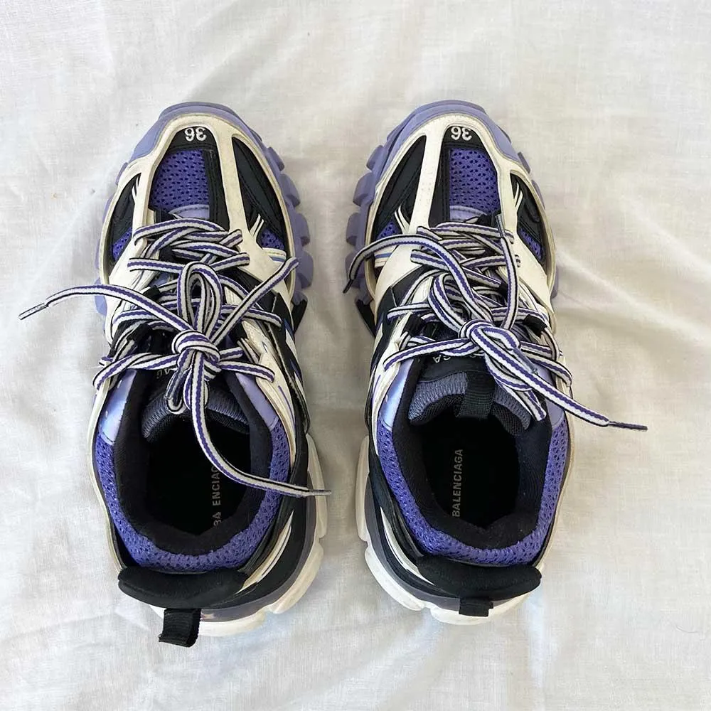Balenciaga Purple and White Track Sneakers, 36