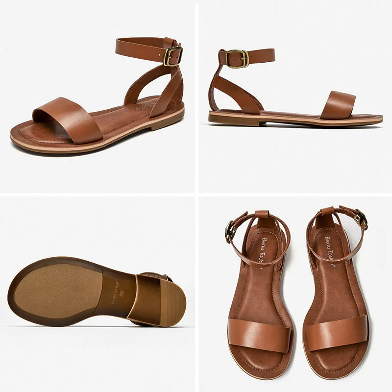 BeauToday Outdoor Summer Flat Sandals for Women