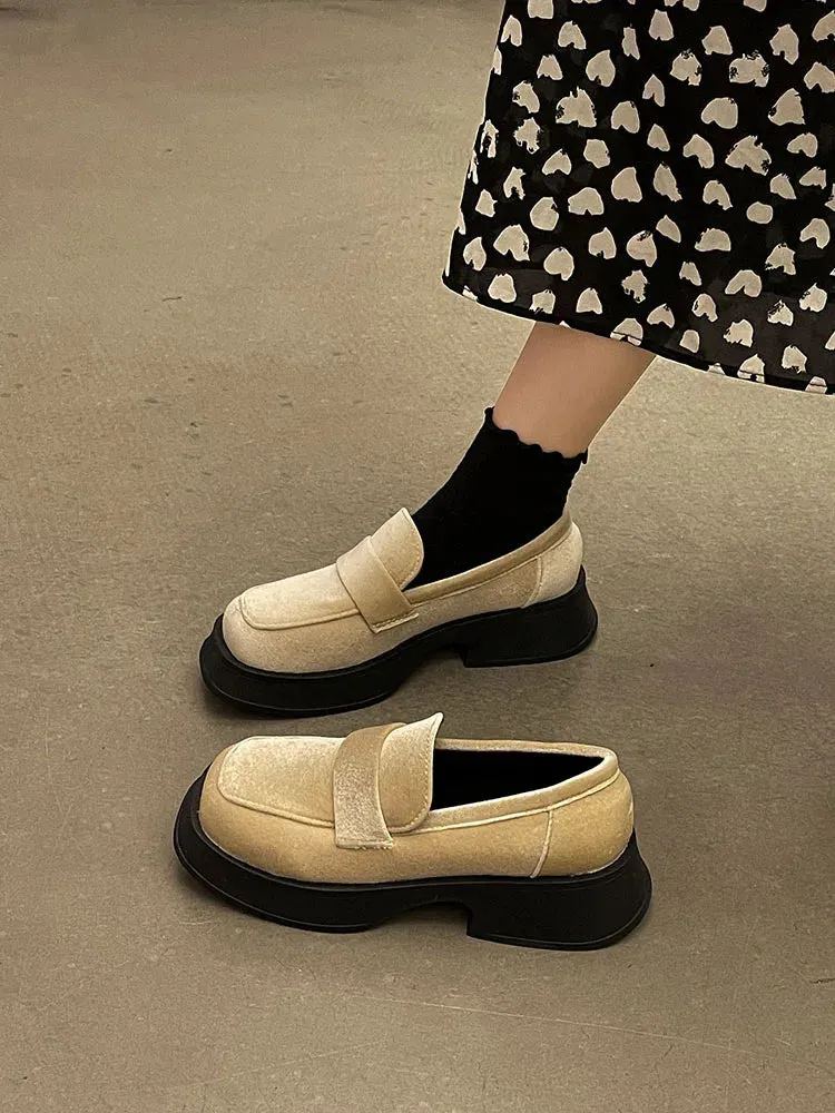 binfenxie  -  Retro Woman Shoes Casual Female Sneakers Clogs Platform Square Toe Modis Flats Autumn Oxfords All-Match Creepers 2024 Dress Fall
