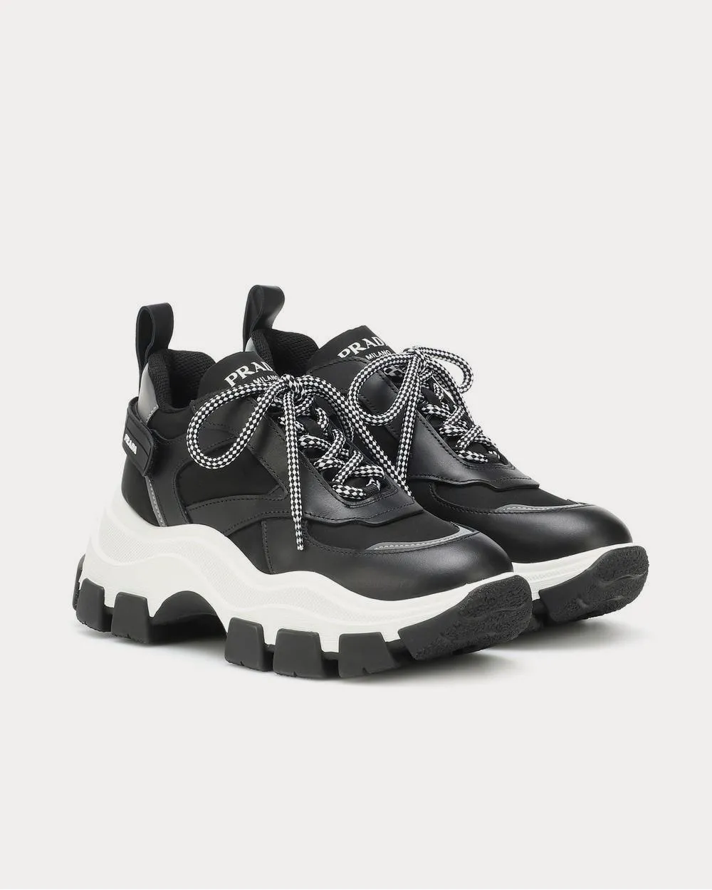 Block leather-trimmed nero Low Top Sneakers