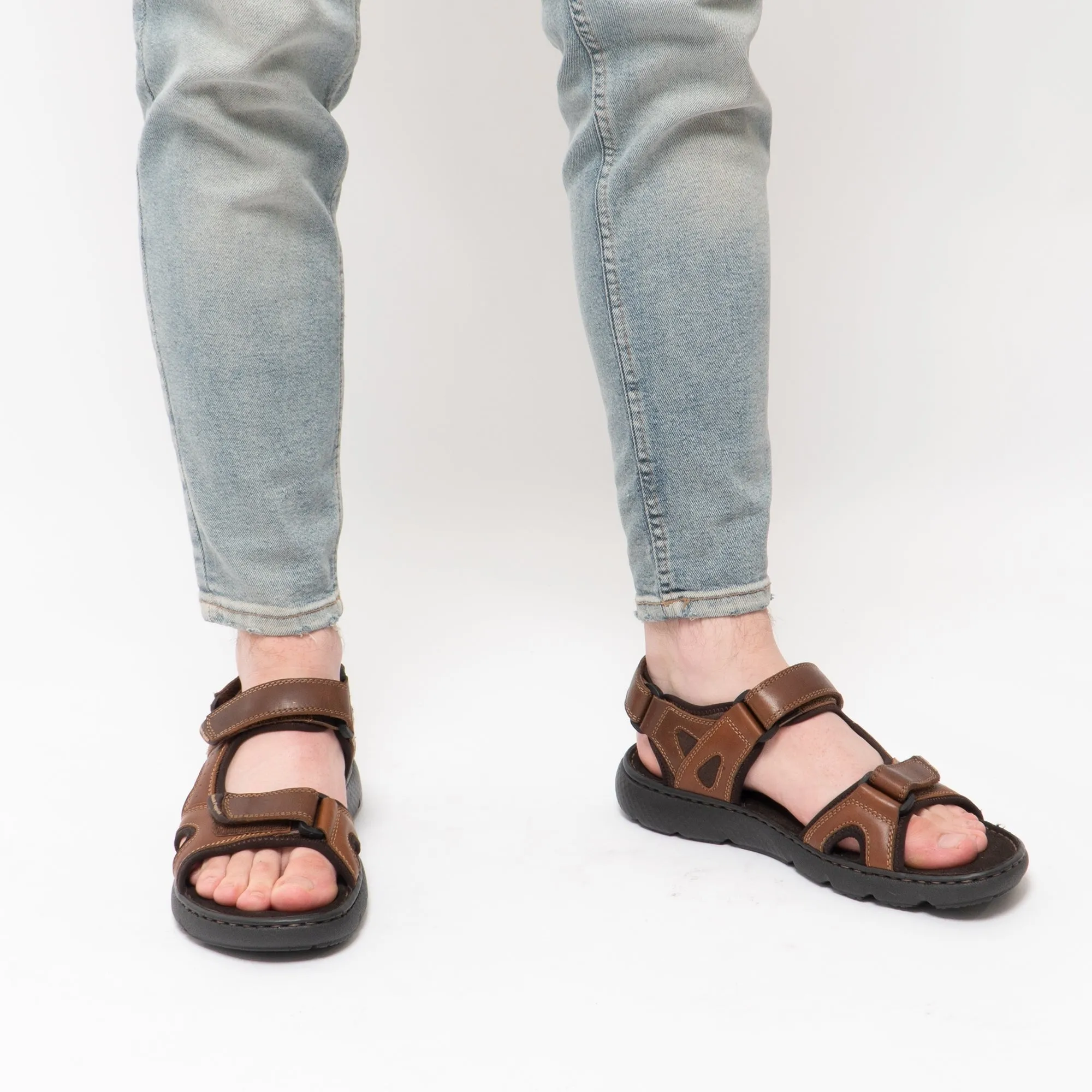 CARTER Mens Leather Sandals Brown