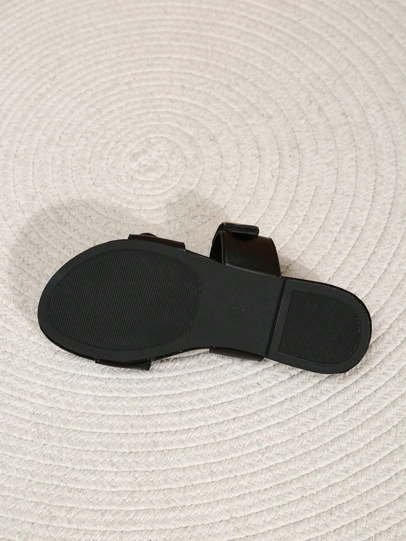 Double Metal Buckle Round Toe Comfortable Outdoor Casual Flat Slippers