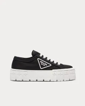 Double Wheel Nylon Gabardine Black Low Top Sneakers