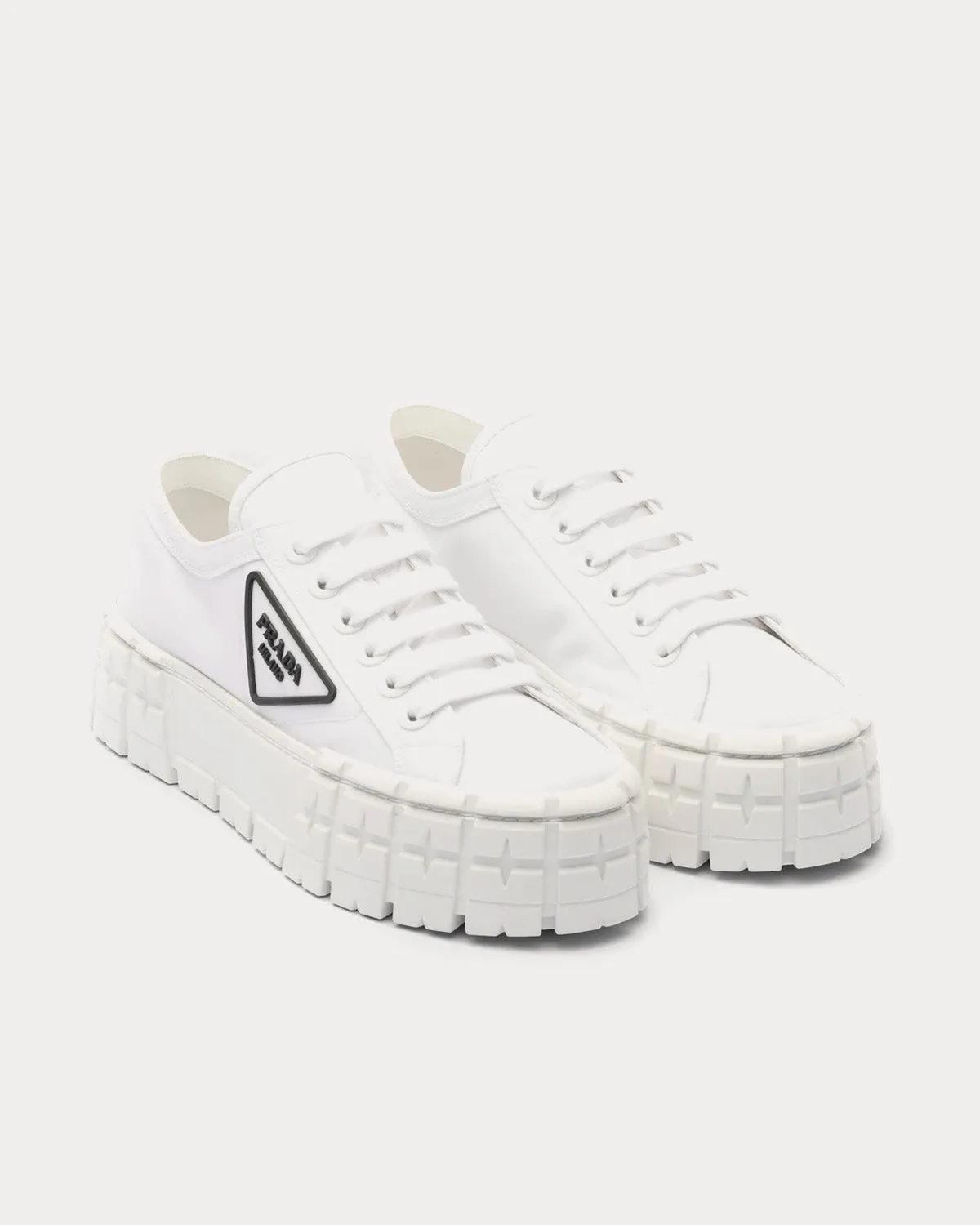 Double Wheel Nylon Gabardine White Low Top Sneakers