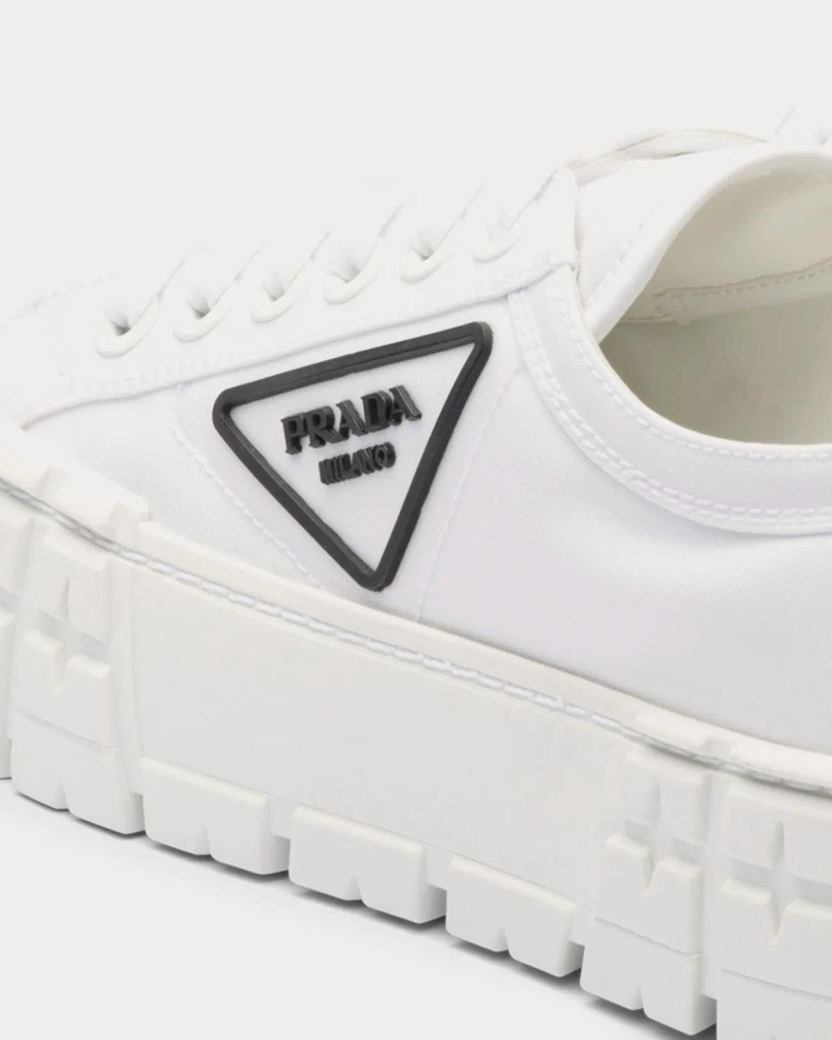 Double Wheel Nylon Gabardine White Low Top Sneakers