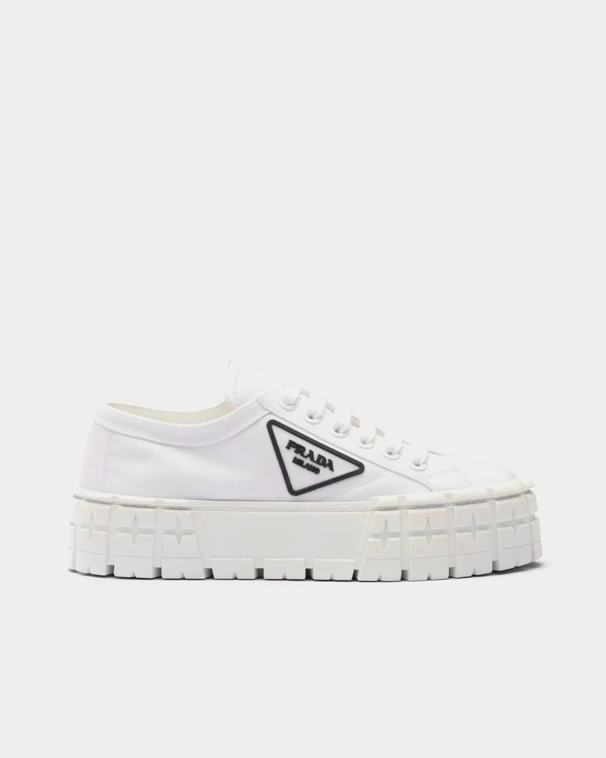 Double Wheel Nylon Gabardine White Low Top Sneakers