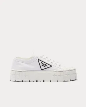 Double Wheel Nylon Gabardine White Low Top Sneakers