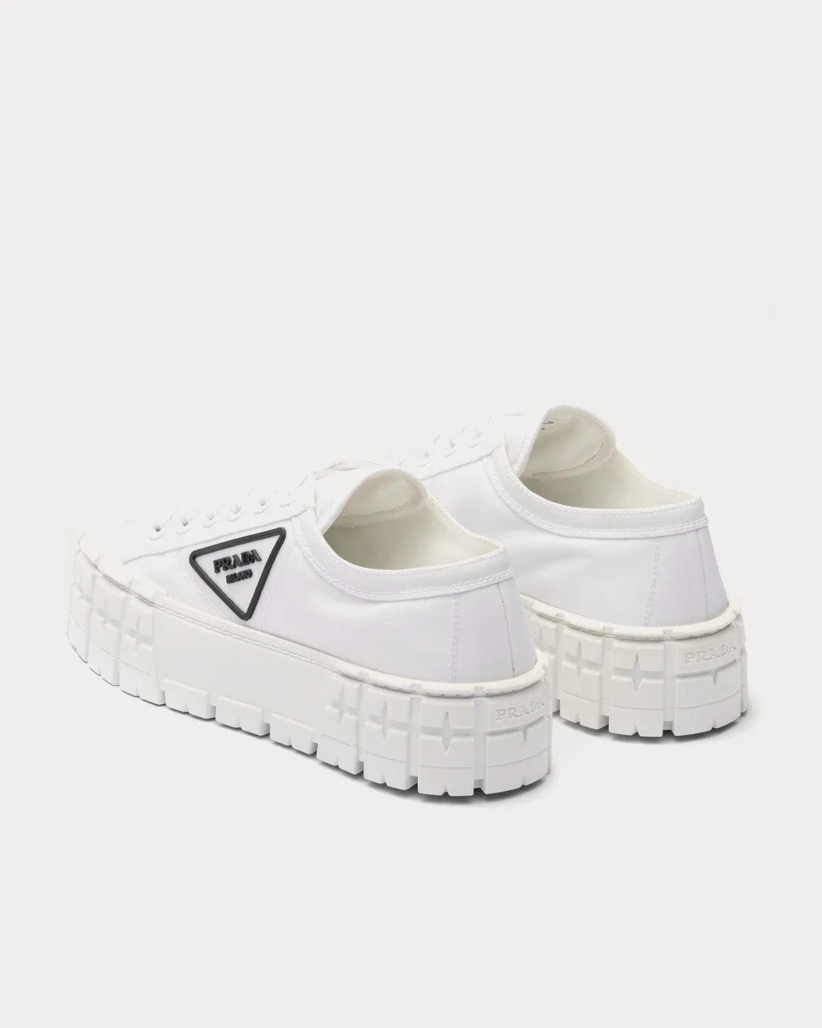 Double Wheel Nylon Gabardine White Low Top Sneakers