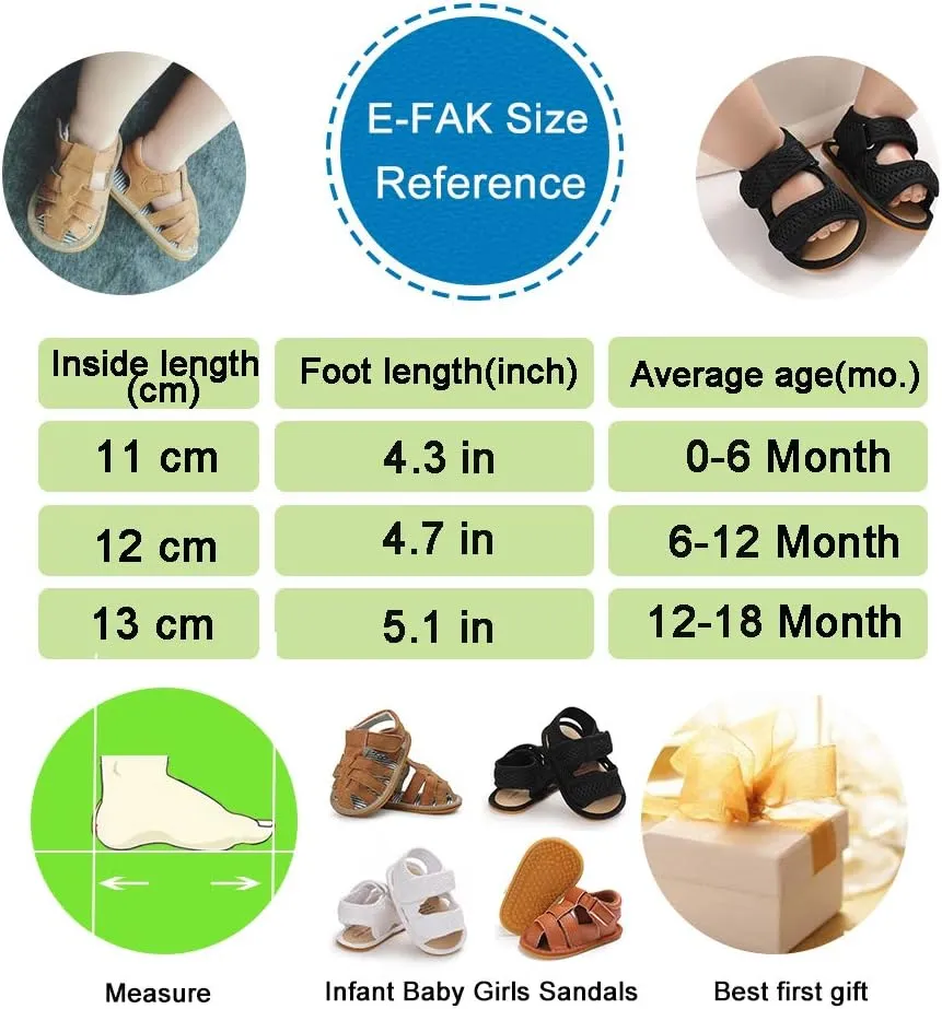 E-FAK Baby Boys Girls Summer Sandals Outdoor Beach Anti-Slip Rubber Soft Sole Newborn Toddler First Walker Shoes