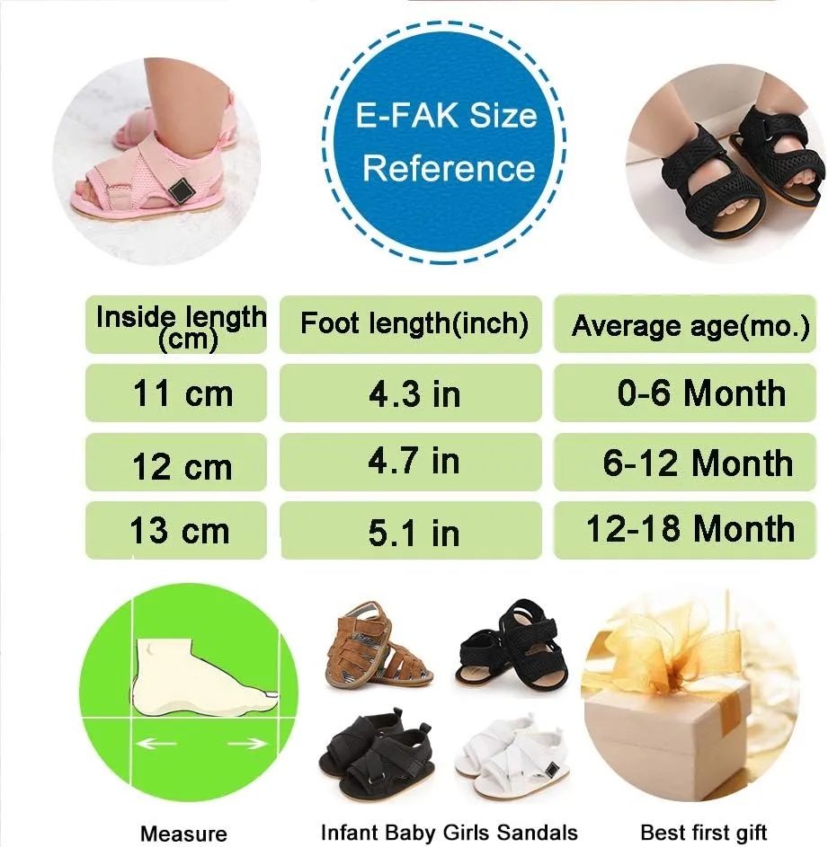 E-FAK Baby Boys Girls Summer Sandals Outdoor Beach Anti-Slip Rubber Soft Sole Newborn Toddler First Walker Shoes