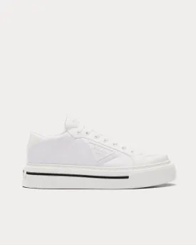 Macro Re-Nylon & Brushed Leather White Low Top Sneakers