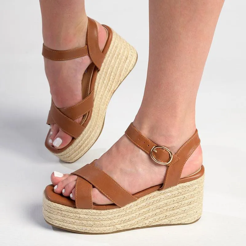 Madison Libby Espadrille Wedge Sandal - Tan