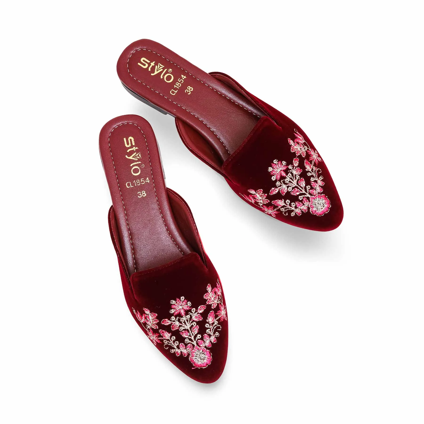 Maroon Back Open Mule CL1854