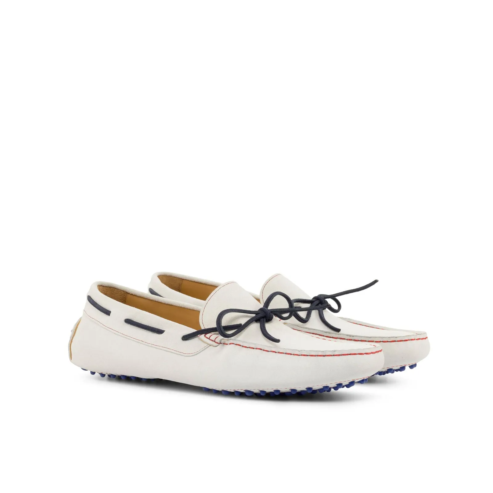Men's Driver (Driving) Leather Shoes Plus Size White Blue 4689