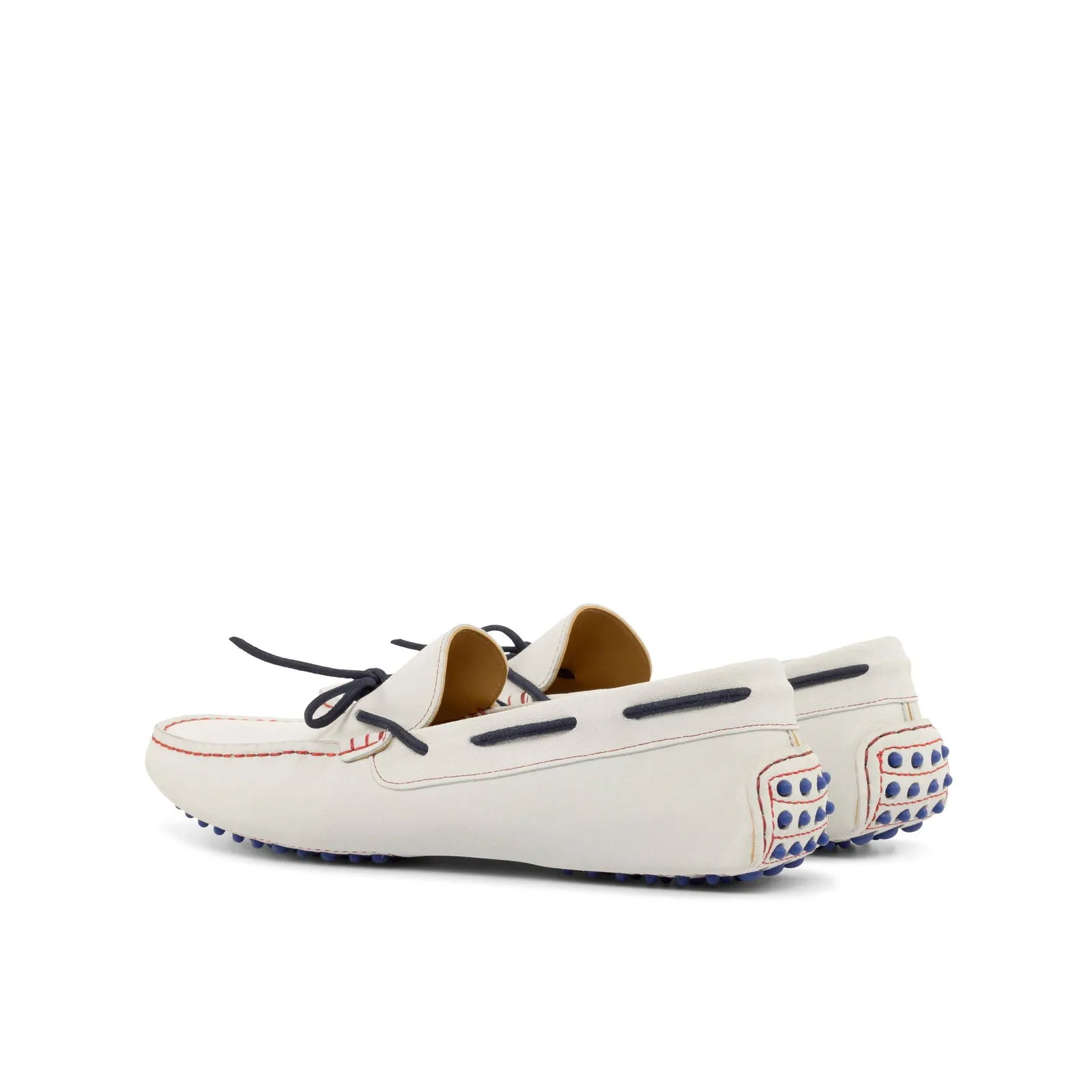 Men's Driver (Driving) Leather Shoes Plus Size White Blue 4689