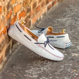 Men's Driver (Driving) Leather Shoes Plus Size White Blue 4689