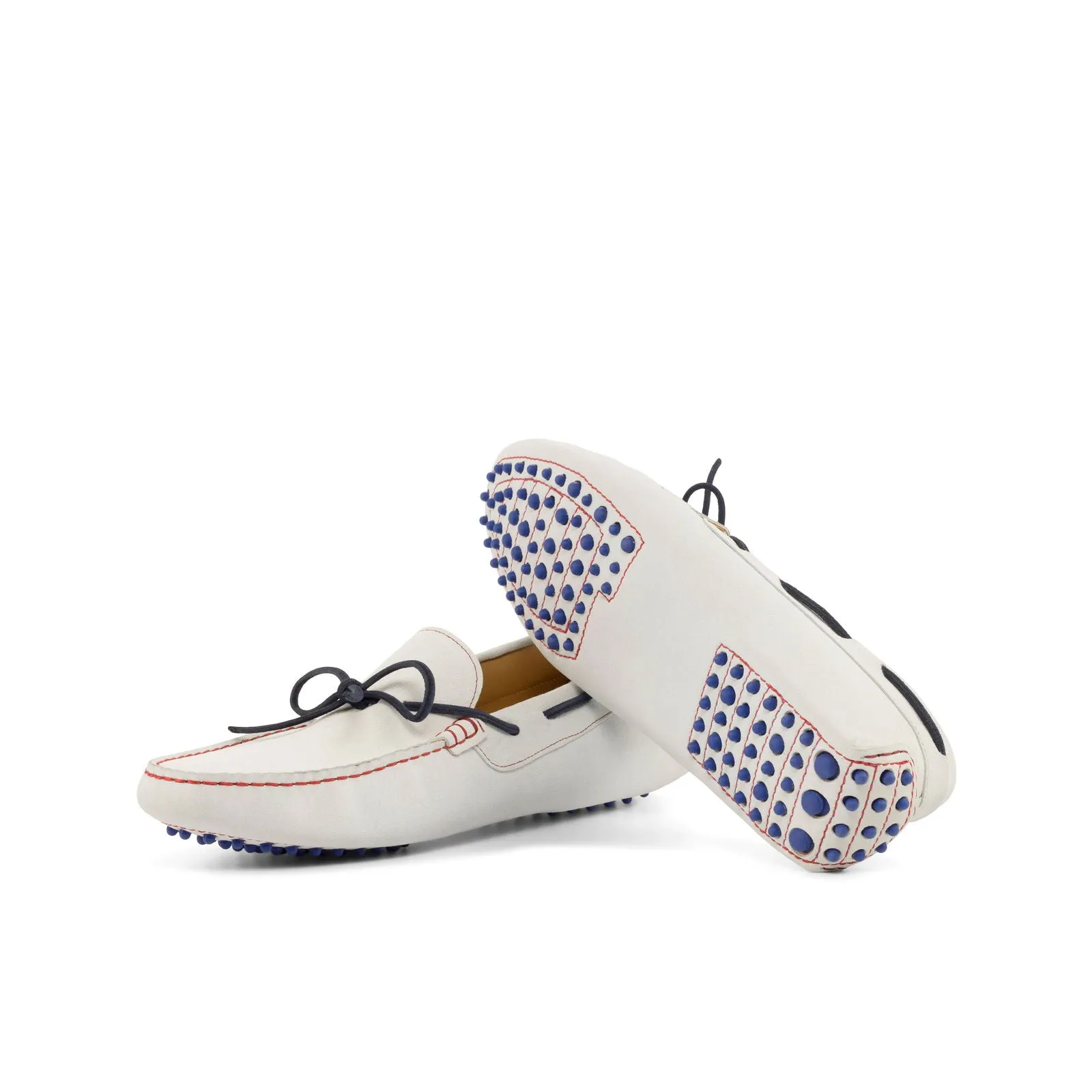Men's Driver (Driving) Leather Shoes Plus Size White Blue 4689