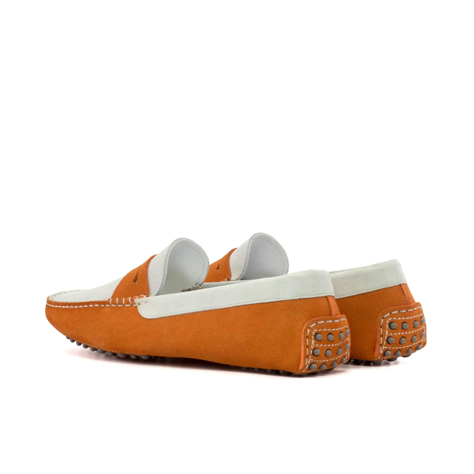 Men's Driver (Driving) Leather Shoes Plus Size White Orange 5823
