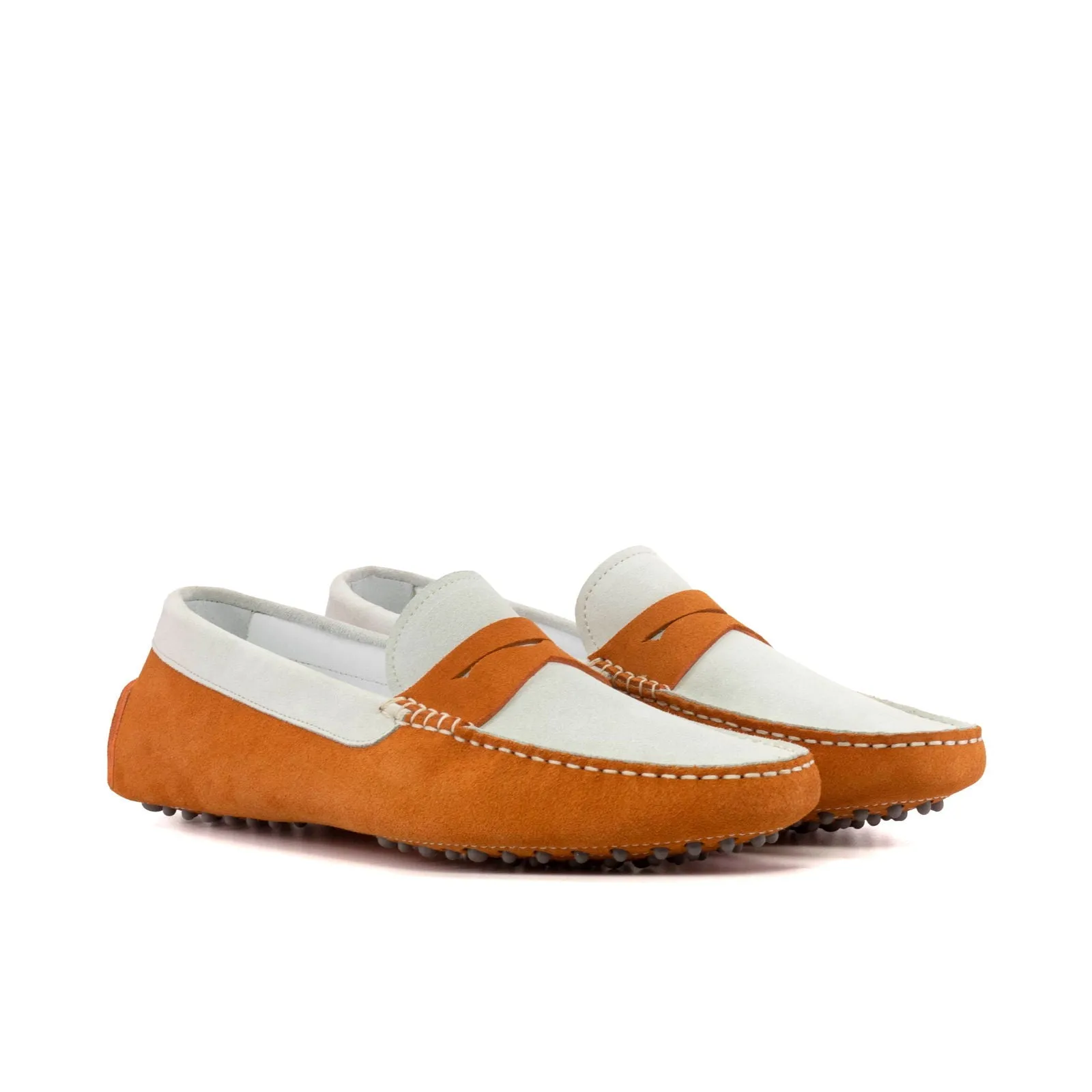 Men's Driver (Driving) Leather Shoes Plus Size White Orange 5823