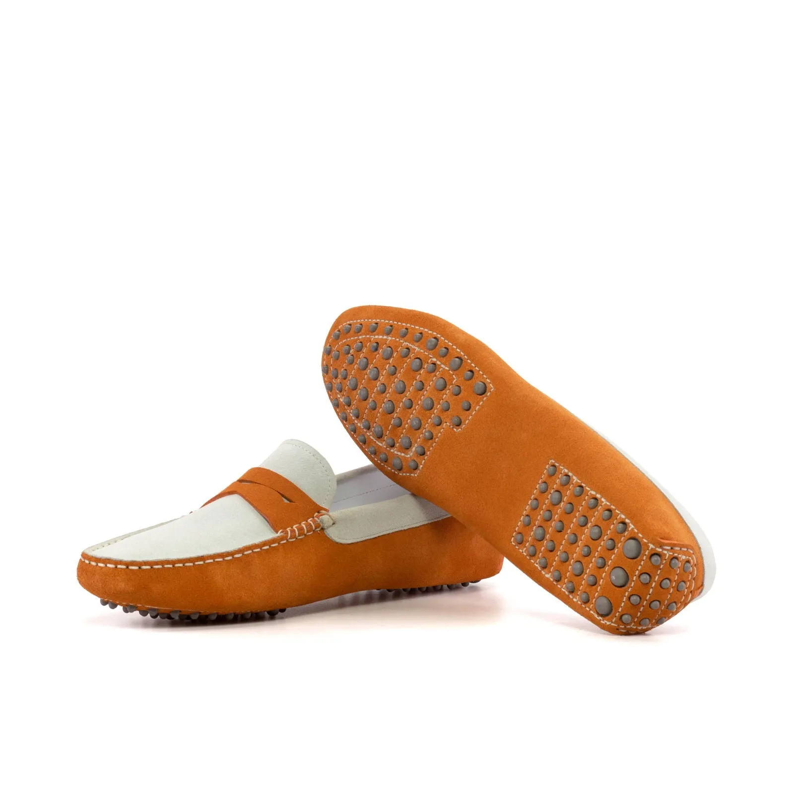 Men's Driver (Driving) Leather Shoes Plus Size White Orange 5823