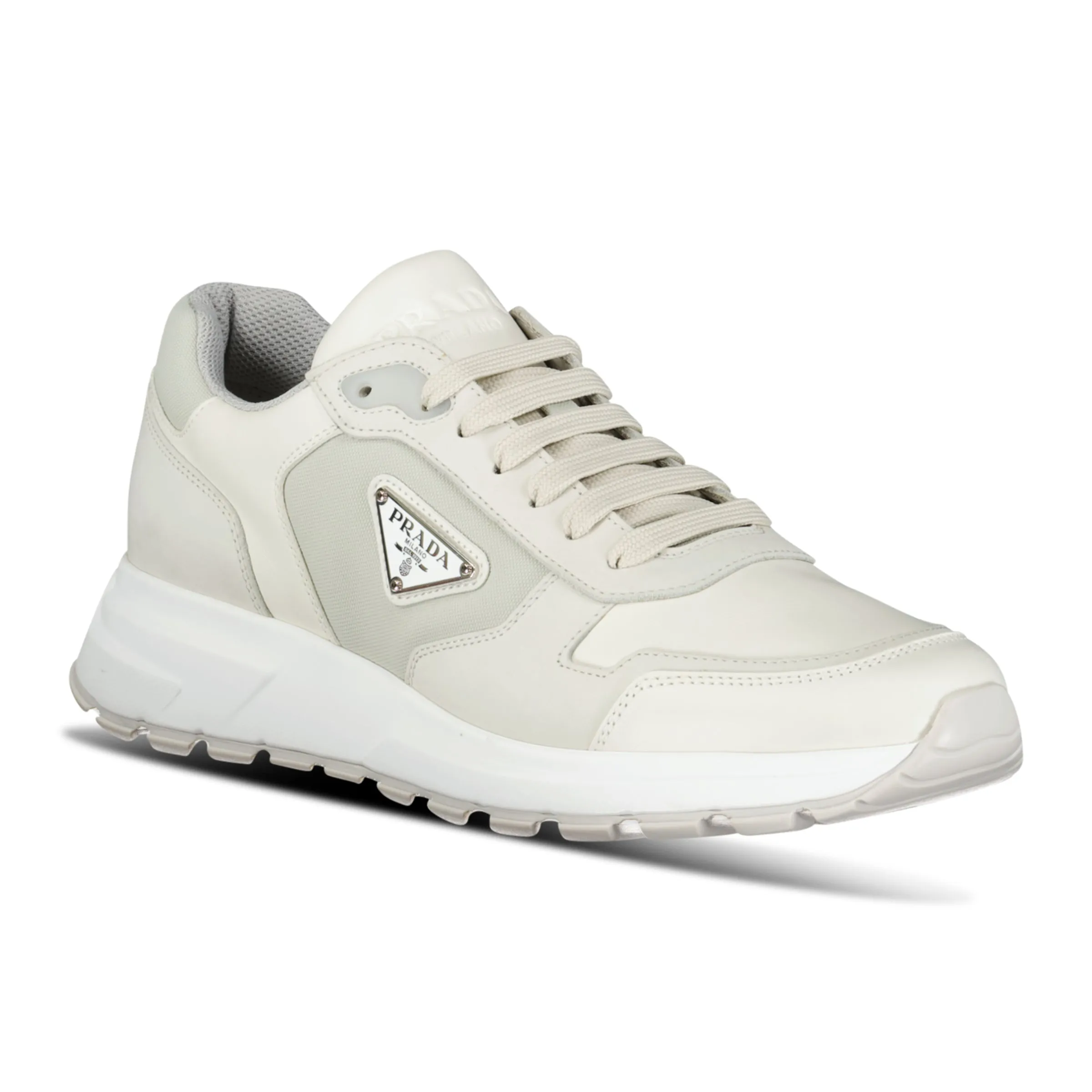 Prada Prax 01 Re-Nylon Leather Sneakers Beige