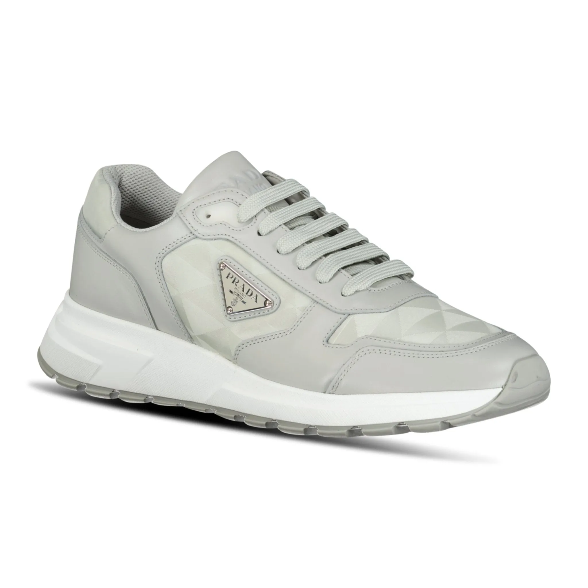 Prada Prax 01 Re-Nylon Leather Sneakers Grey