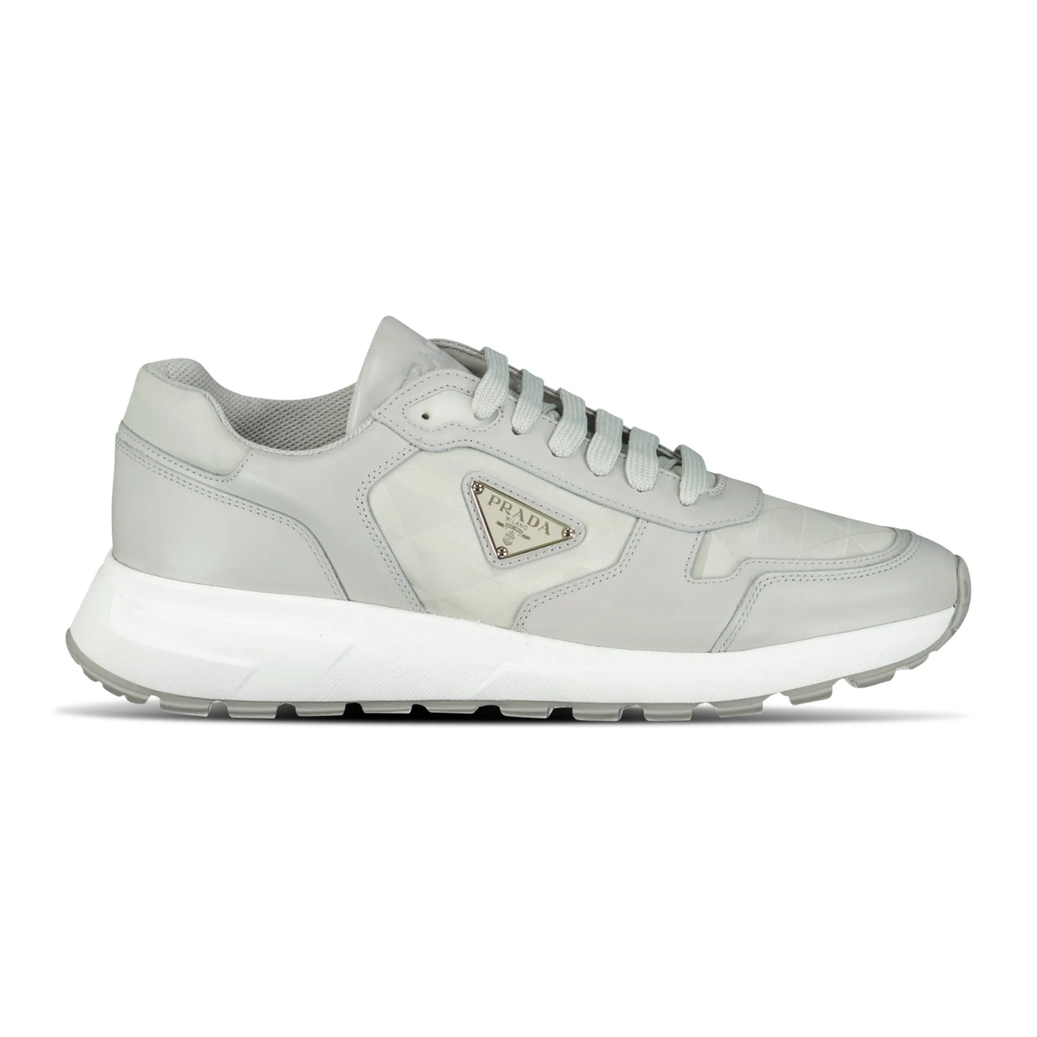 Prada Prax 01 Re-Nylon Leather Sneakers Grey