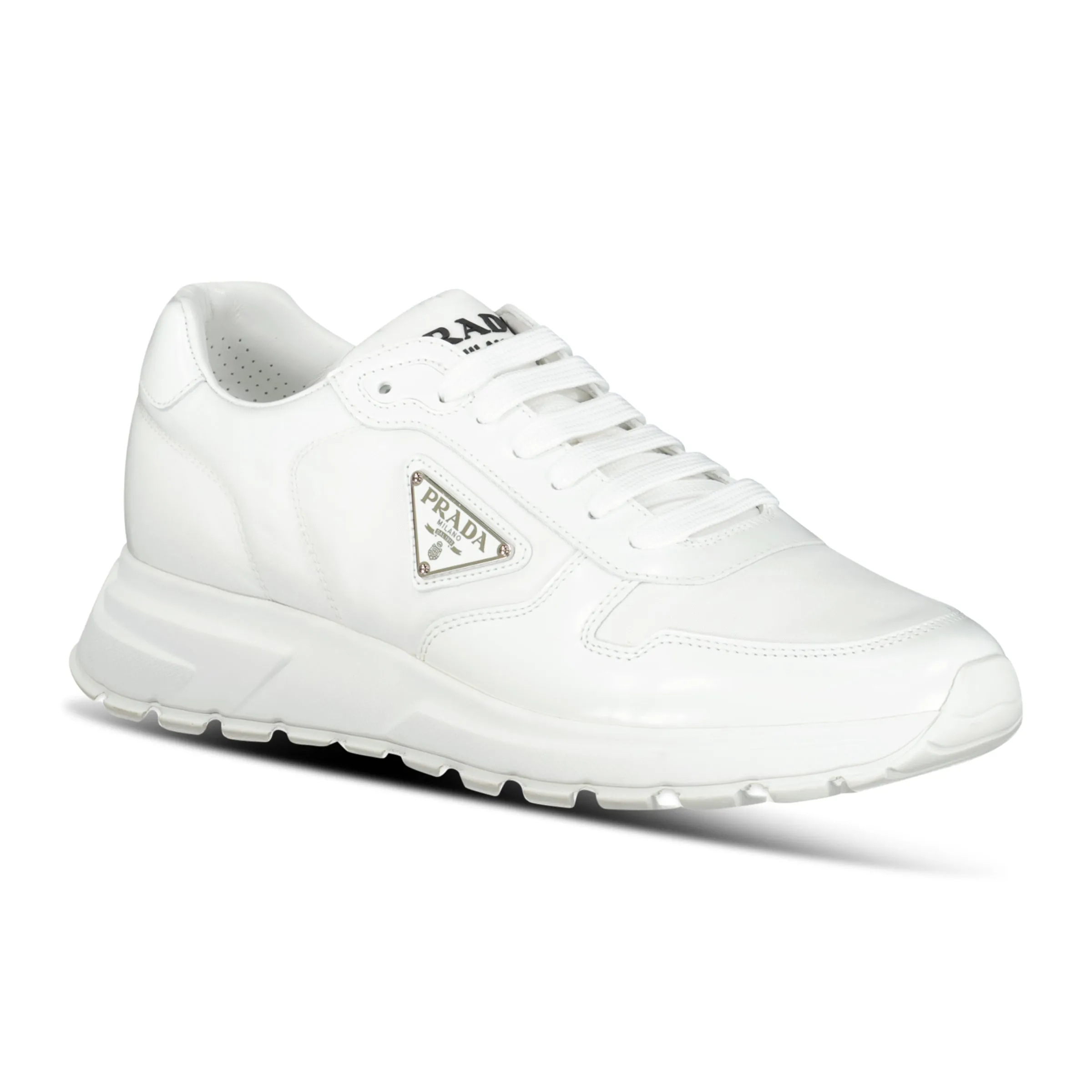 Prada Prax 01 Re-Nylon Leather Sneakers White